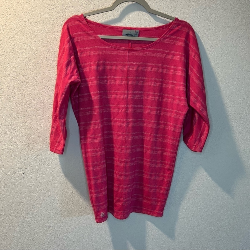 Women’s Athleta pink striped dolman sleeve blouse size XXS